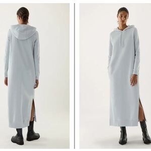 COS Organic Cotton Hooded Sweatshirt Light Grey Dress Split Seam Large Casual